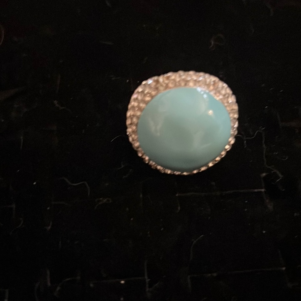 turquoise cocktail ring with diamond band